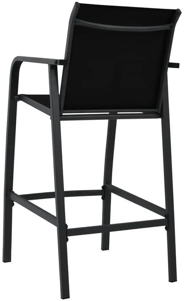 Alt view image 9 of 11 - vidaXL Patio Bar Chairs 2 pcs Black Textilene