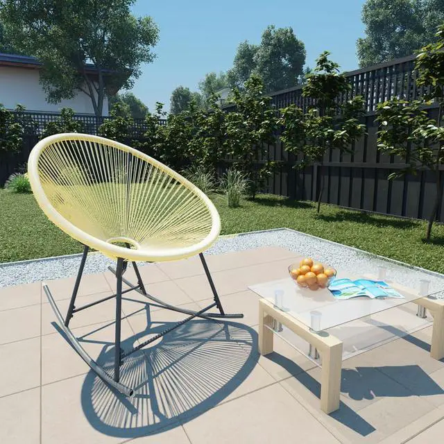 Main image of vidaXL Rocking Chair All Weather Resistant Patio Rocker Chair Poly Rattan Beige