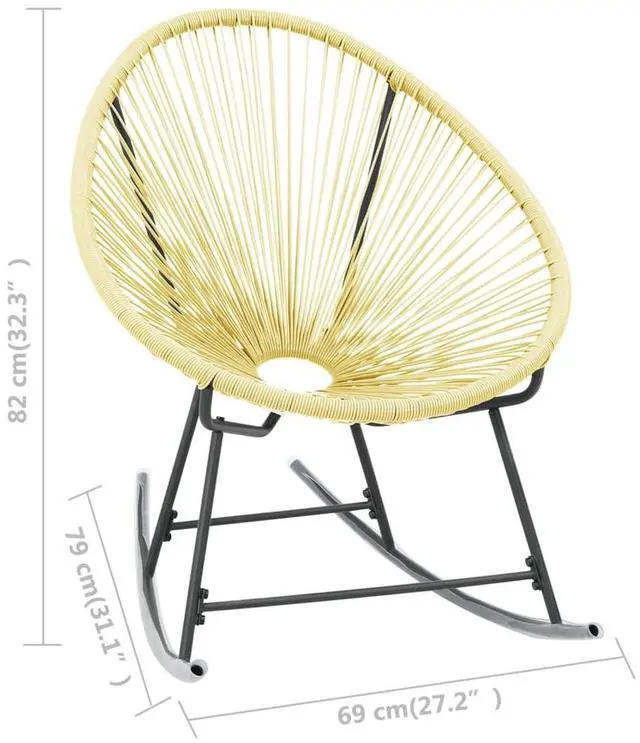 Alt view image 7 of 7 - vidaXL Rocking Chair All Weather Resistant Patio Rocker Chair Poly Rattan Beige