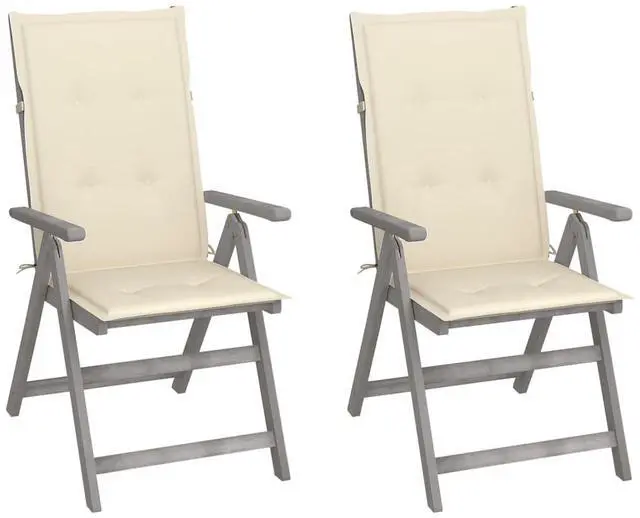 Alt view image 6 of 7 - vidaXL Outdoor Recliner Chairs 2 Pcs Patio Chair with Cushions Solid Wood Acacia