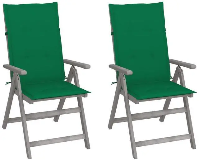 Alt view image 6 of 7 - vidaXL Outdoor Recliner Chairs 2 Pcs Patio Chair with Cushions Solid Wood Acacia
