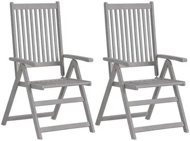 Alt view image 7 of 7 - vidaXL Outdoor Recliner Chairs 2 Pcs Patio Chair with Cushions Solid Wood Acacia