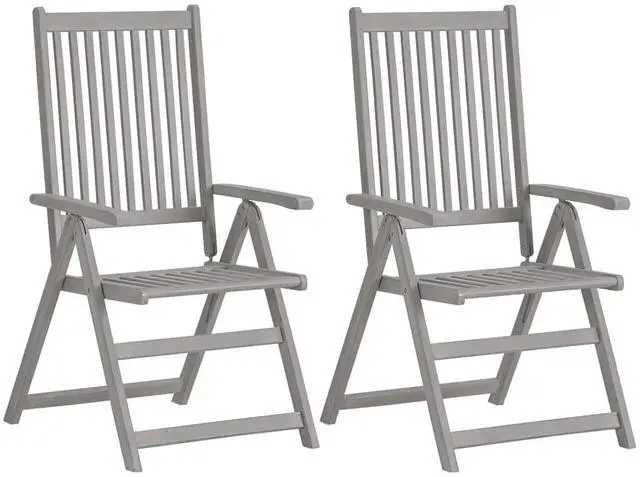 Alt view image 2 of 7 - vidaXL Patio Reclining Chairs with Cushions Furniture 4 Pcs Solid Acacia Wood