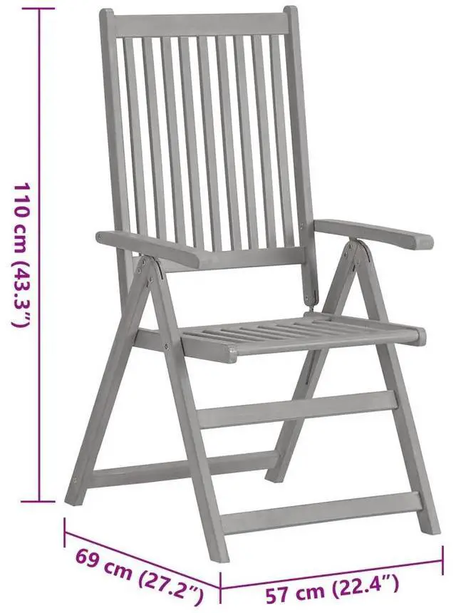 Alt view image 4 of 7 - vidaXL Patio Reclining Chairs with Cushions Furniture 4 Pcs Solid Acacia Wood