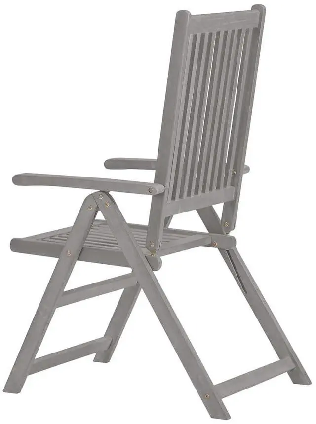 Alt view image 6 of 7 - vidaXL Patio Reclining Chairs with Cushions Furniture 8 Pcs Gray Acacia Wood