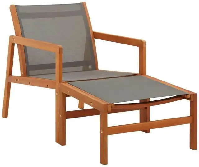 Alt view image 7 of 16 - vidaXL Patio Chair Lounge Chair with Footrest Solid Wood Eucalyptus&Textilene