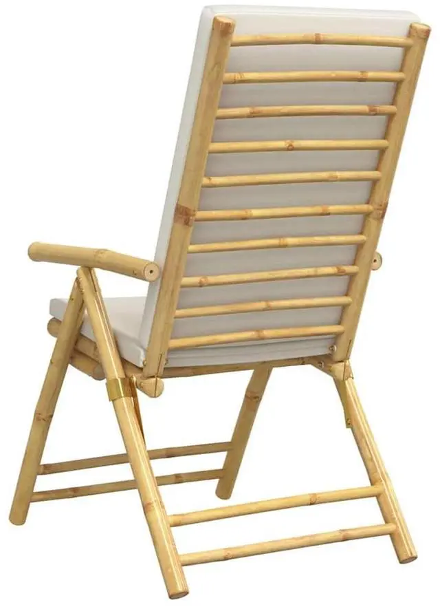 Alt view image 6 of 7 - vidaXL Garden Reclining Chair Set of 4 Cream White Bamboo Four-piece set