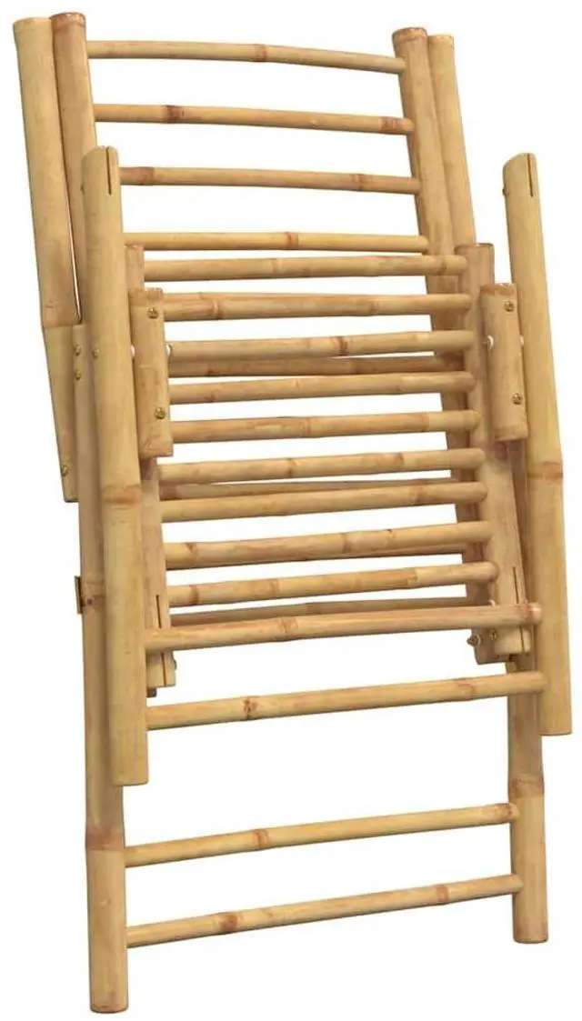 Alt view image 7 of 7 - vidaXL Garden Reclining Chair Set of 4 Cream White Bamboo Four-piece set