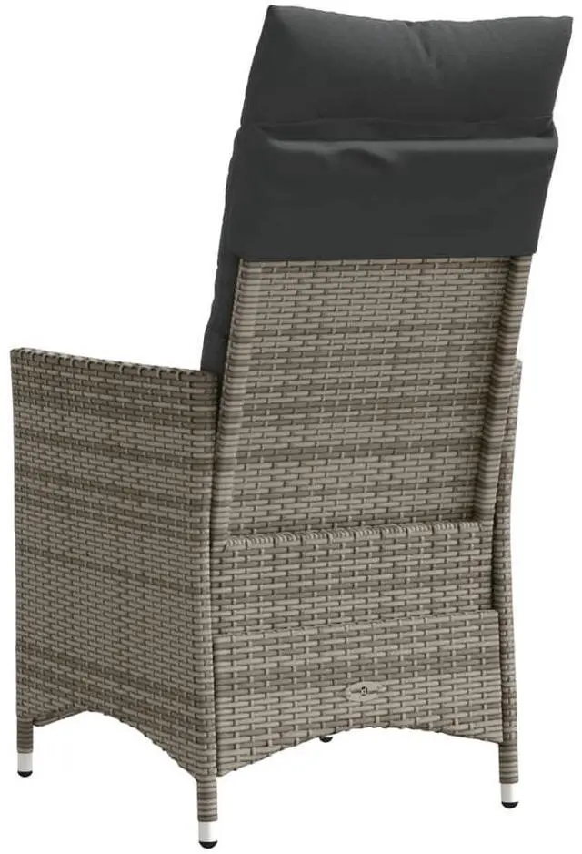 Alt view image 6 of 7 - vidaXL Reclining Patio Chair with Cushions Outdoor Garden Gray Poly Rattan