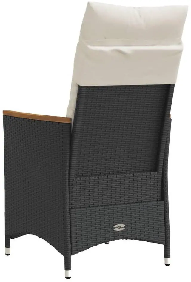 Alt view image 6 of 7 - vidaXL Reclining Patio Chair with Cushions Outdoor Garden Black Poly Rattan