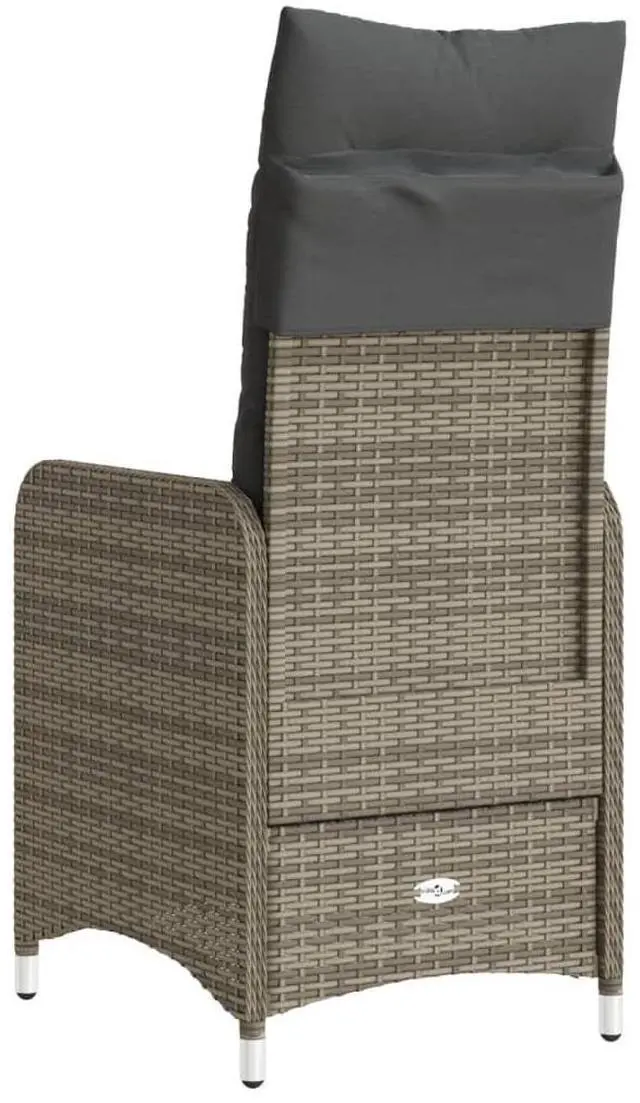Alt view image 6 of 7 - vidaXL Reclining Patio Chairs with Cushions Furniture 2 Pcs Gray Poly Rattan