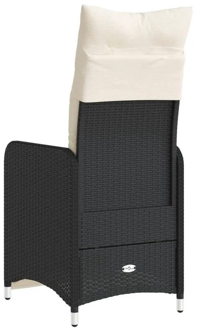 Alt view image 6 of 7 - vidaXL Reclining Patio Chair with Cushions Outdoor Furniture Black Poly Rattan