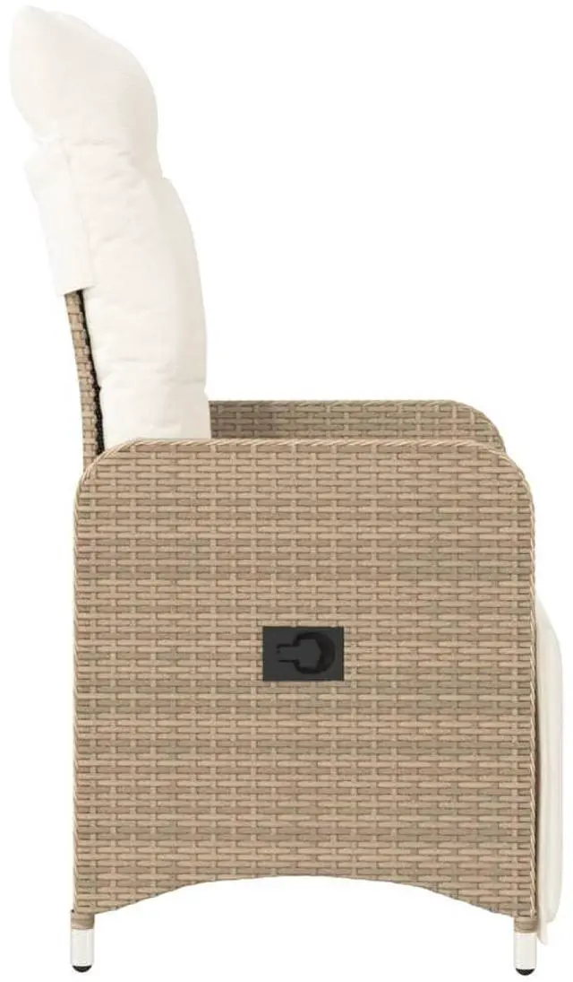 Alt view image 5 of 7 - vidaXL Reclining Patio Chairs with Cushions Furniture 2 Pcs Beige Poly Rattan