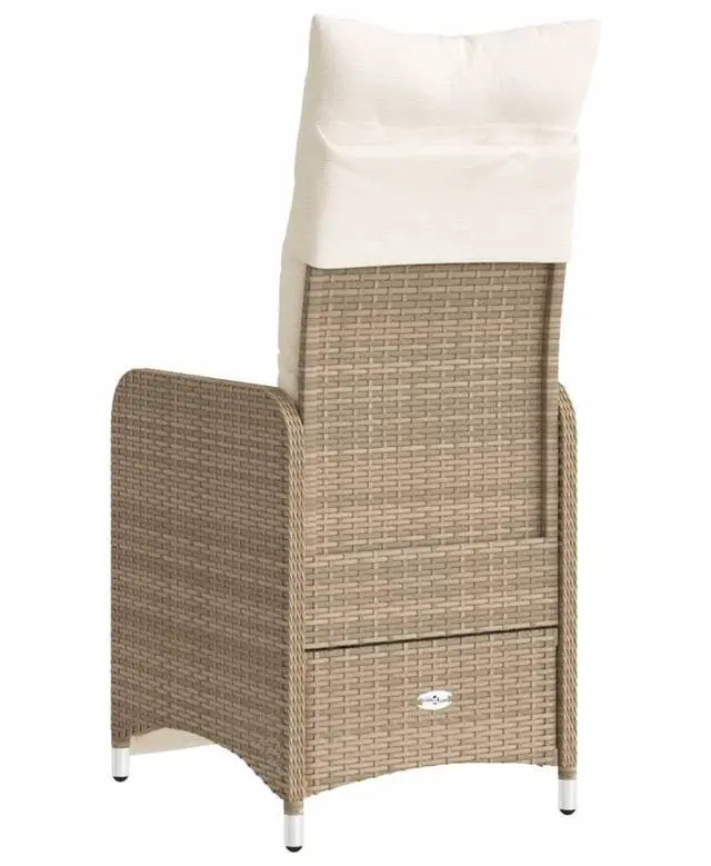 Alt view image 6 of 7 - vidaXL Reclining Patio Chairs with Cushions Furniture 2 Pcs Beige Poly Rattan