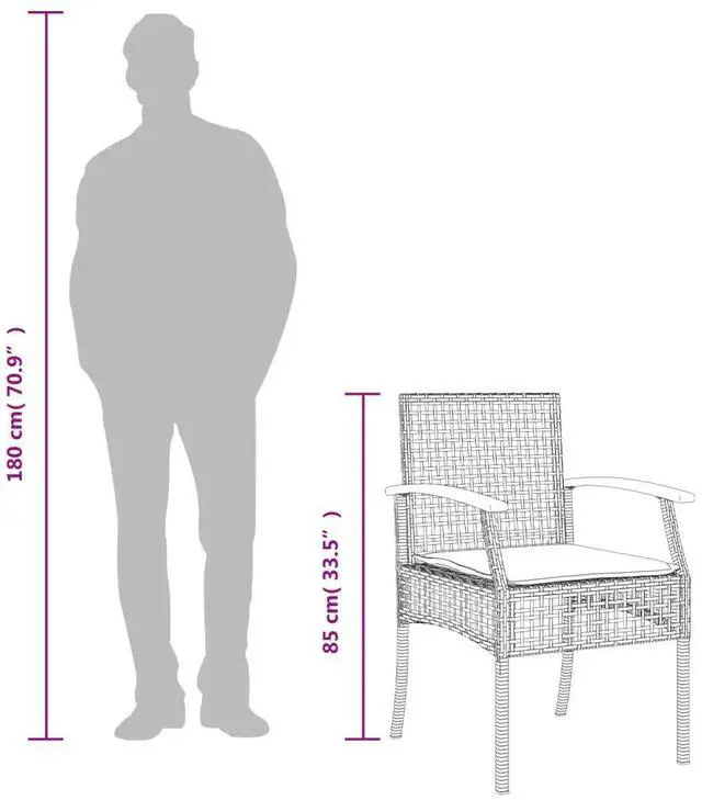 Alt view image 4 of 7 - vidaXL Patio Chairs with Cushions Outdoor 4 Pcs Gray Poly Rattan Acacia Wood