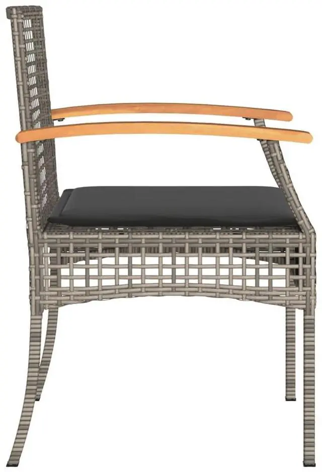 Alt view image 6 of 7 - vidaXL Patio Chairs with Cushions Outdoor 4 Pcs Gray Poly Rattan Acacia Wood