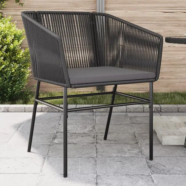 Main image of vidaXL Patio Chairs with Cushions Seating Garden Outdoor 2 Pcs Black Poly Rattan