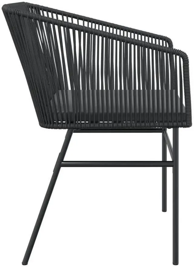 Alt view image 6 of 7 - vidaXL Patio Chairs with Cushions Seating Garden Outdoor 2 Pcs Black Poly Rattan