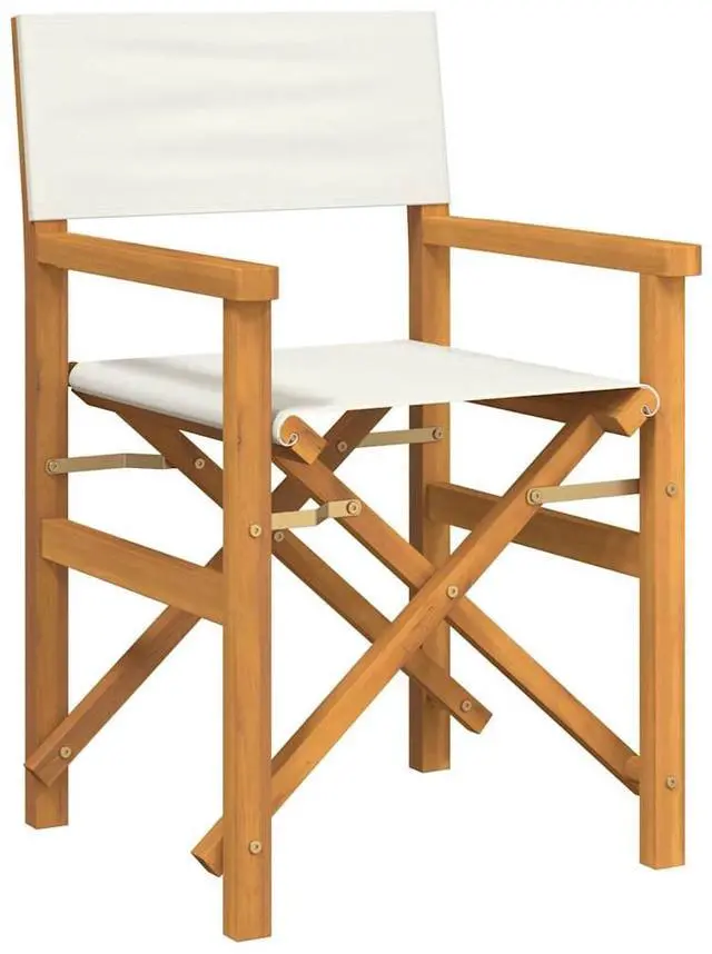Alt view image 2 of 7 - vidaXL Director's Chair Cream, Teak Solid Teak wood, Polyester Standard