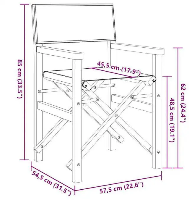 Alt view image 4 of 7 - vidaXL Director's Chair Cream, Teak Solid Teak wood, Polyester Standard