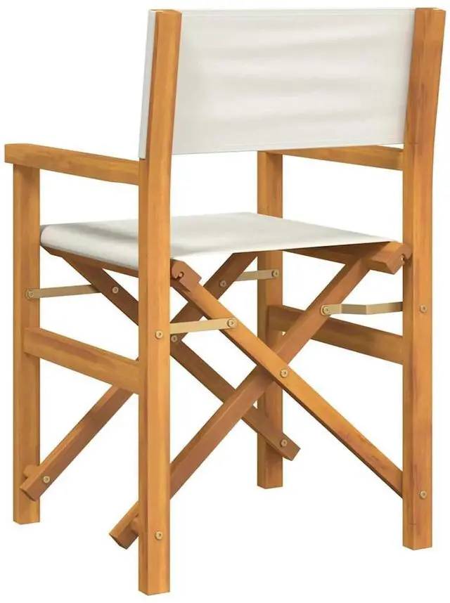 Alt view image 5 of 7 - vidaXL Director's Chair Cream, Teak Solid Teak wood, Polyester Standard