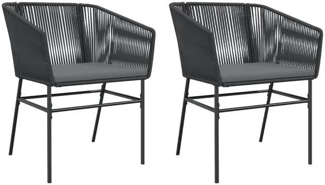 Alt view image 2 of 7 - vidaXL Patio Chairs with Cushions Seating Garden Outdoor 2 Pcs Black Poly Rattan