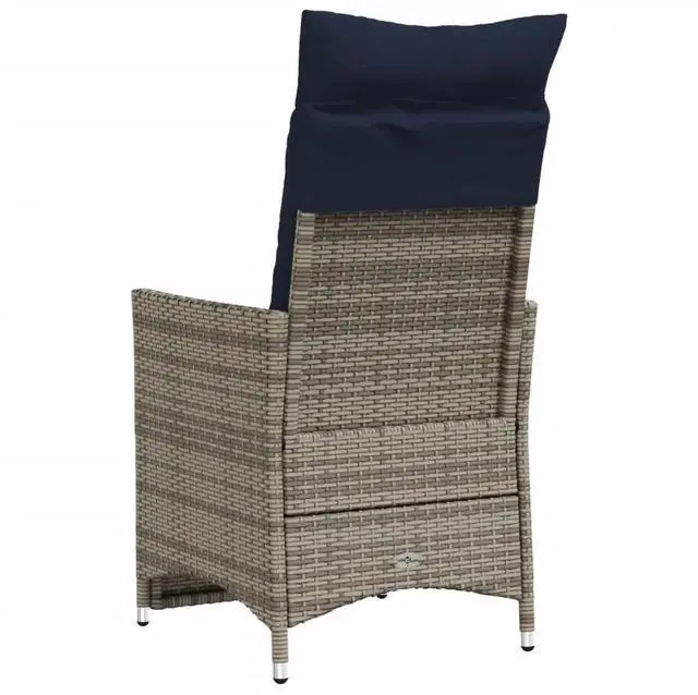 Alt view image 6 of 7 - vidaXL Reclining Patio Chairs with Cushions Outdoor 2 Pcs Gray Poly Rattan