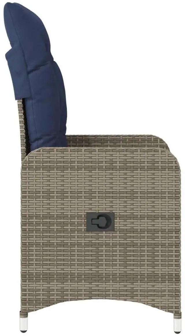 Alt view image 5 of 7 - vidaXL Reclining Patio Chair with Cushions Outdoor Furniture Gray Poly Rattan
