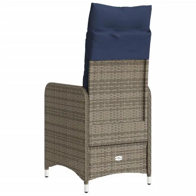 Alt view image 6 of 7 - vidaXL Reclining Patio Chair with Cushions Outdoor Furniture Gray Poly Rattan