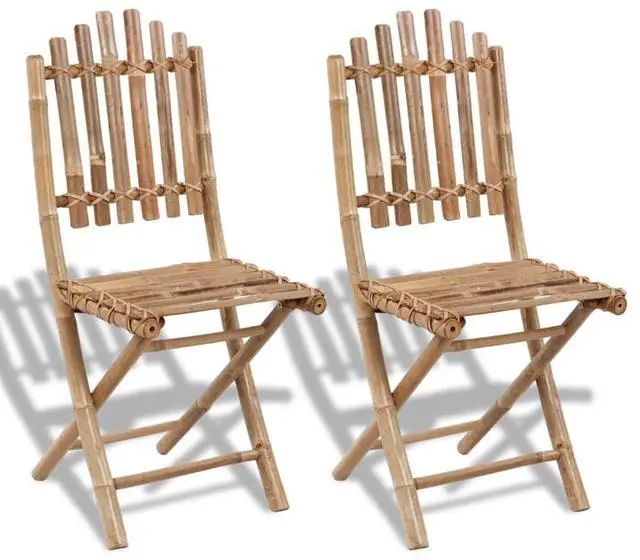 Alt view image 9 of 14 - vidaXL Folding Garden Chairs 2 pcs Bamboo