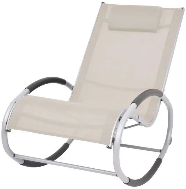 Alt view image 11 of 17 - vidaXL Outdoor Rocking Chair Cream Textilene