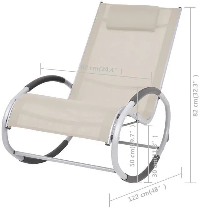 Alt view image 17 of 17 - vidaXL Outdoor Rocking Chair Cream Textilene
