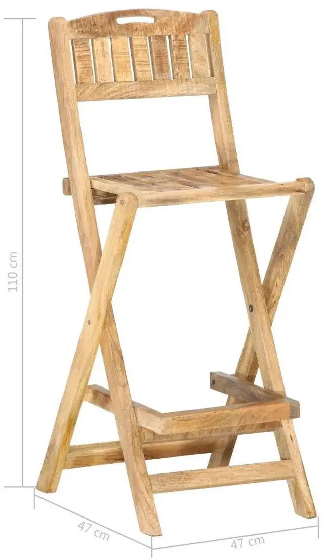 Alt view image 15 of 18 - vidaXL Folding Patio Bar Chairs 2 pcs Solid Mango Wood