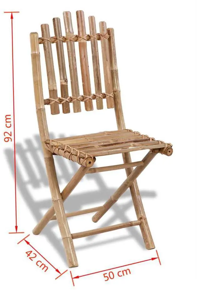 Alt view image 14 of 14 - vidaXL Folding Garden Chairs 2 pcs Bamboo