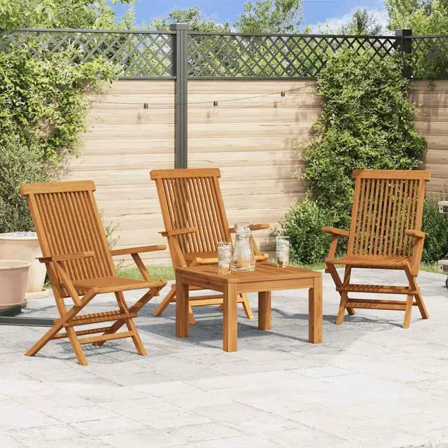 Alt view image 9 of 15 - vidaXL Garden Chairs 3 pcs Solid Teak Wood