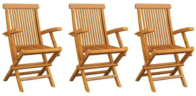 Alt view image 10 of 15 - vidaXL Garden Chairs 3 pcs Solid Teak Wood
