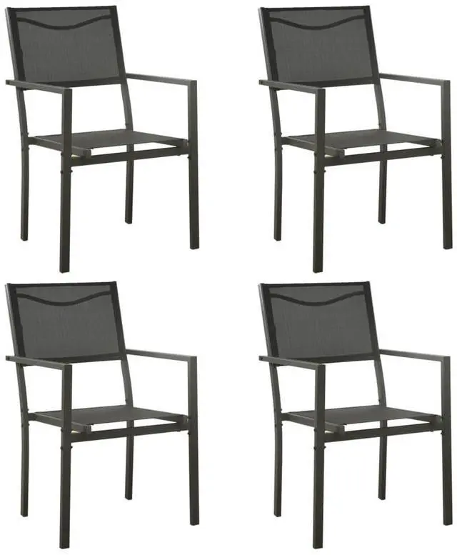 Alt view image 13 of 13 - vidaXL Patio Chairs 4 pcs Textilene and Steel Black and Anthracite