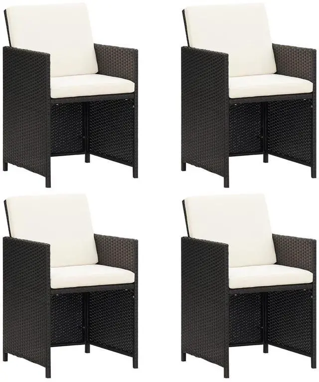 Alt view image 9 of 15 - vidaXL Patio Chairs 4 pcs Poly Rattan Black