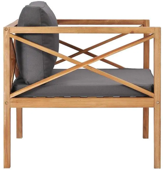 Alt view image 7 of 18 - vidaXL Patio Chair Outdoor Furniture with Dark Gray Cushions Solid Wood Teak