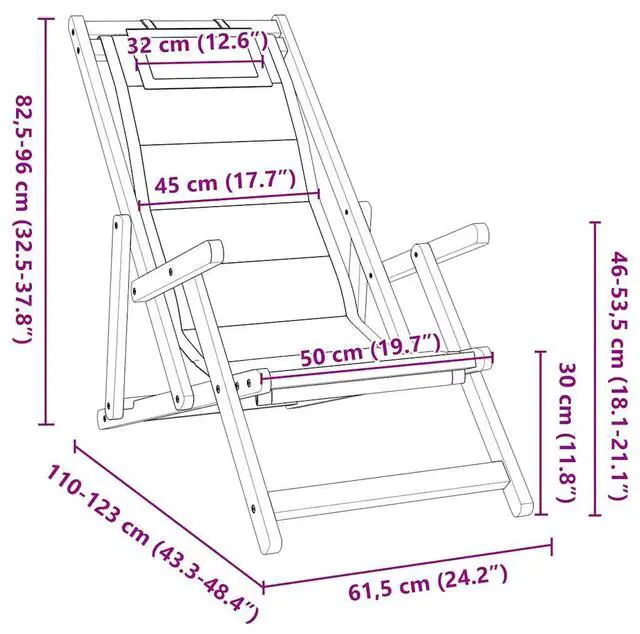 Alt view image 4 of 7 - vidaXL Folding Beach Chair Light gray Solid acacia wood Foldable