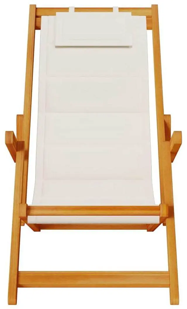 Alt view image 5 of 7 - vidaXL Folding Beach Chair Light gray Solid acacia wood Foldable