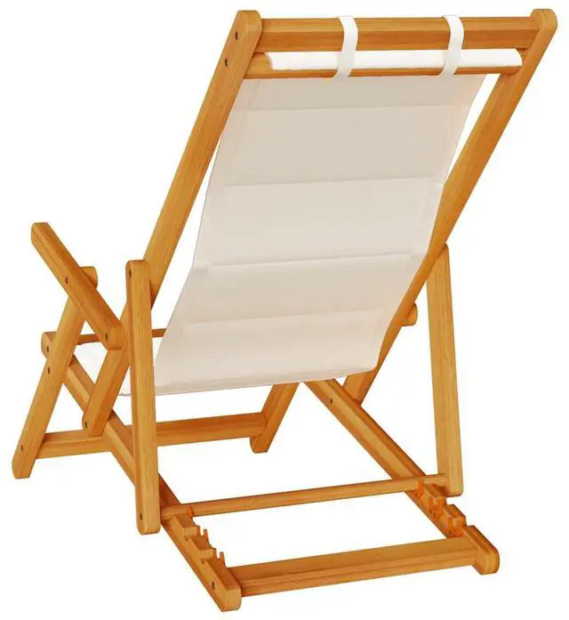 Alt view image 7 of 7 - vidaXL Folding Beach Chair Light gray Solid acacia wood Foldable