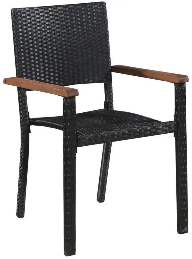 Alt view image 10 of 12 - vidaXL Outdoor Chairs 2 pcs Poly Rattan Black