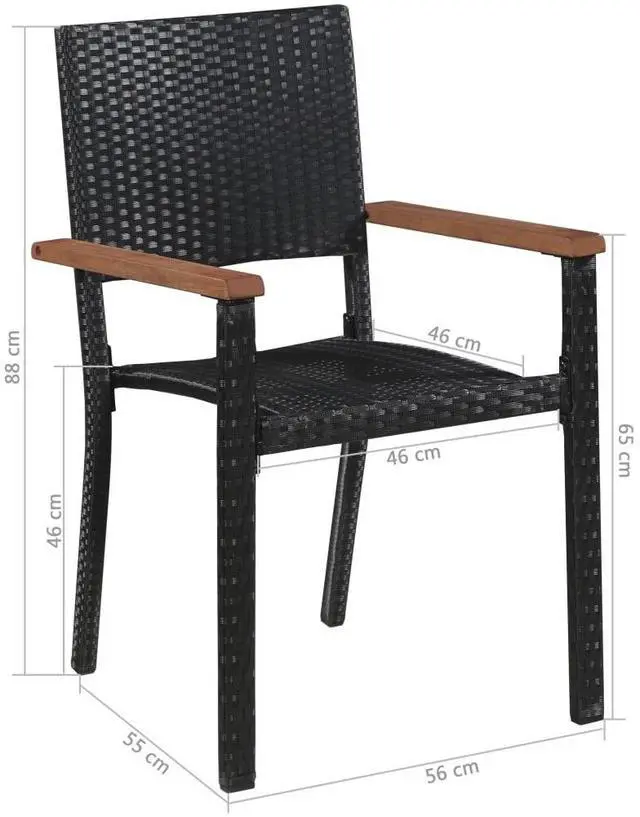 Alt view image 12 of 12 - vidaXL Outdoor Chairs 2 pcs Poly Rattan Black