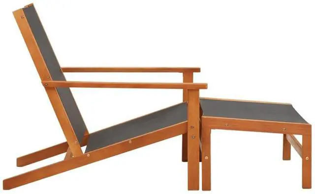 Alt view image 3 of 7 - vidaXL Garden Chair Black Solid eucalyptus wood Regular size