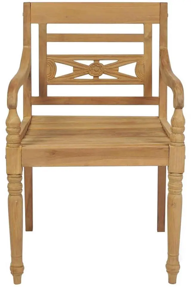 Alt view image 5 of 7 - vidaXL 4x Solid Teak Wood Batavia Chairs with Cushions Wooden Garden Chair