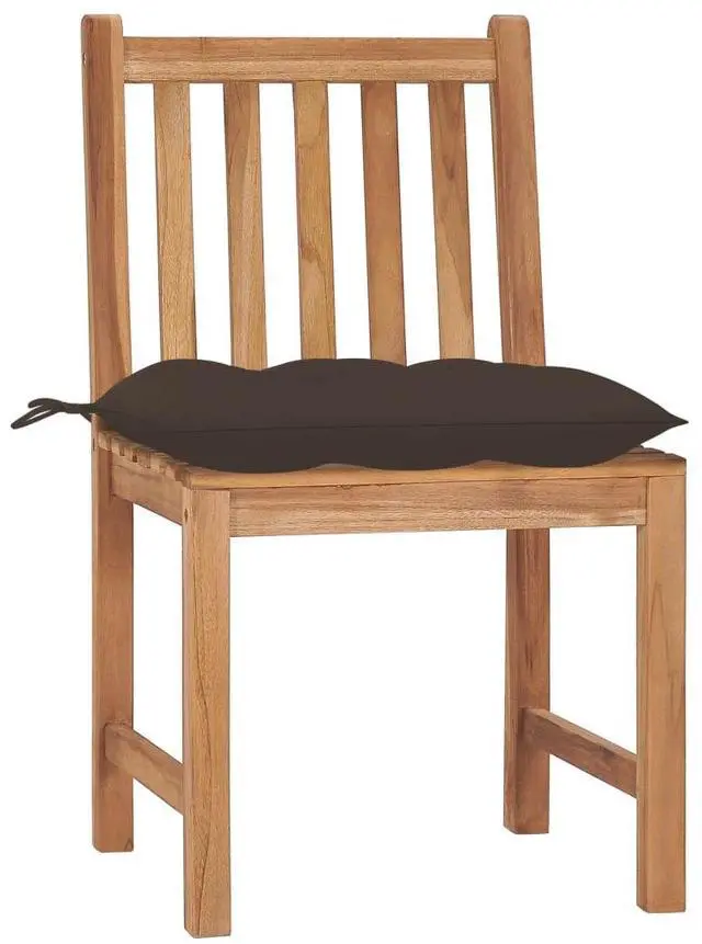 Alt view image 7 of 7 - vidaXL 2x Solid Teak Wood Patio Chairs with Cushions Lounge Seating Garden