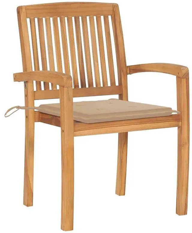 Alt view image 3 of 7 - vidaXL 6x Solid Teak Wood Stacking Patio Chairs with Cushions Garden Chairs