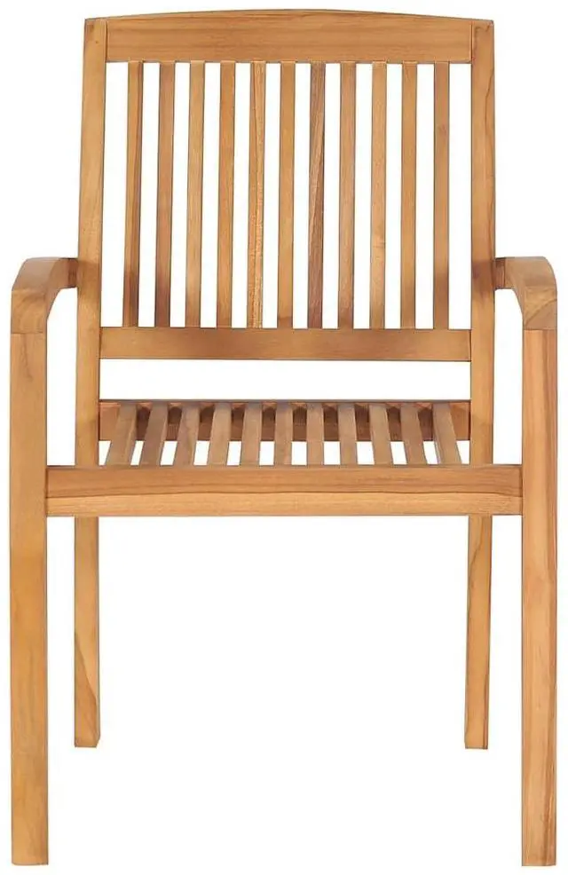 Alt view image 5 of 7 - vidaXL 6x Solid Teak Wood Stacking Patio Chairs with Cushions Garden Chairs