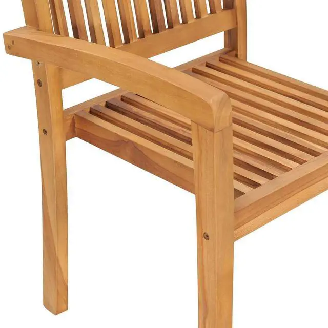 Alt view image 6 of 7 - vidaXL 6x Solid Teak Wood Stacking Patio Chairs with Cushions Garden Chairs